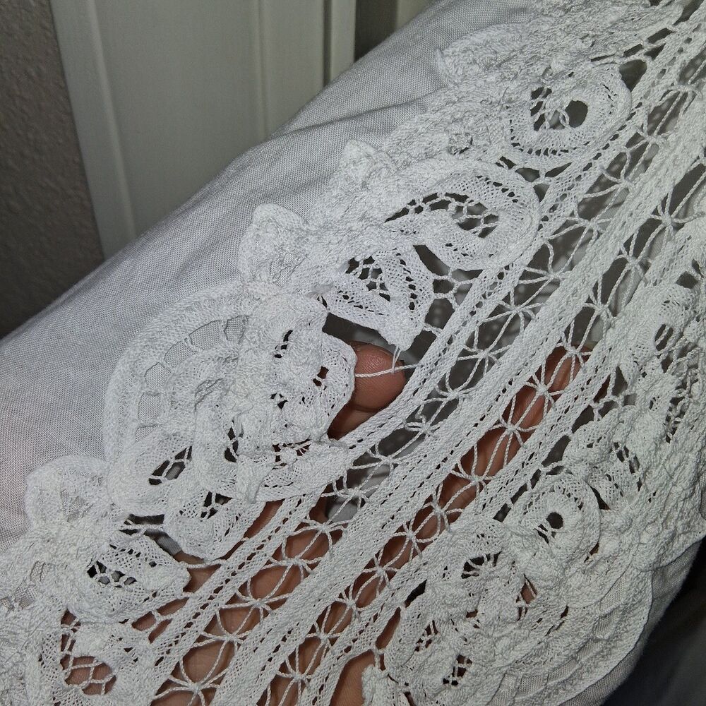 Vintage Victoria Secret Gold Label Cotton Battenburg Lace Maxi Robe White PS - Picture 12 of 12